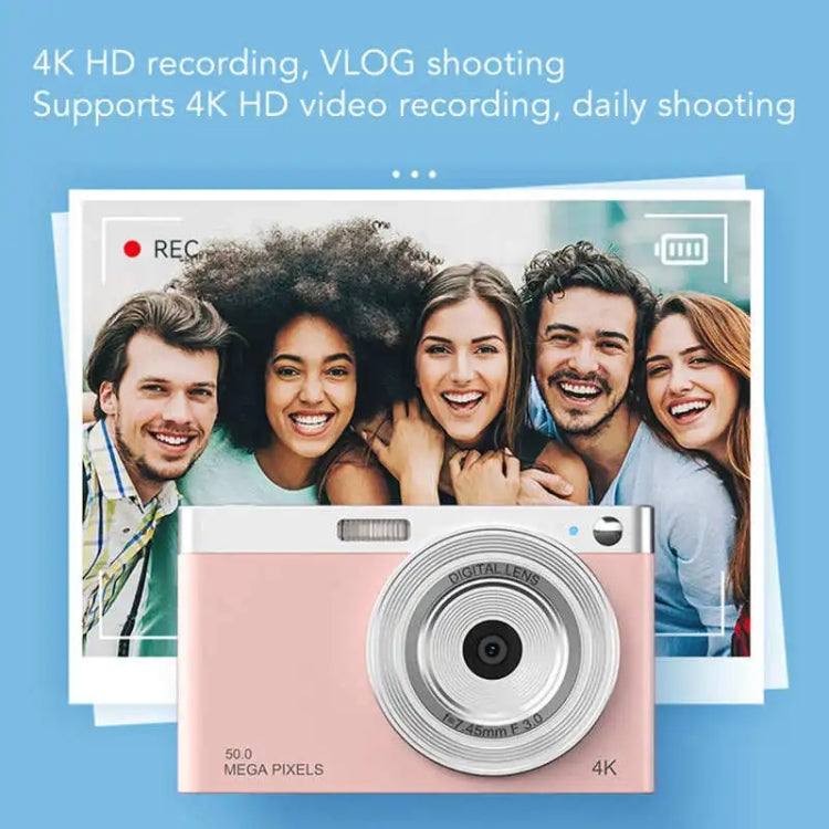 50 MP HD Camera 4K Video Retro Vlog Self-Shooting Camera, Black, Pink, White 50 MP HD Camera 4K Video Retro Vlog Self-Shooting Camera, Black, Pink, White